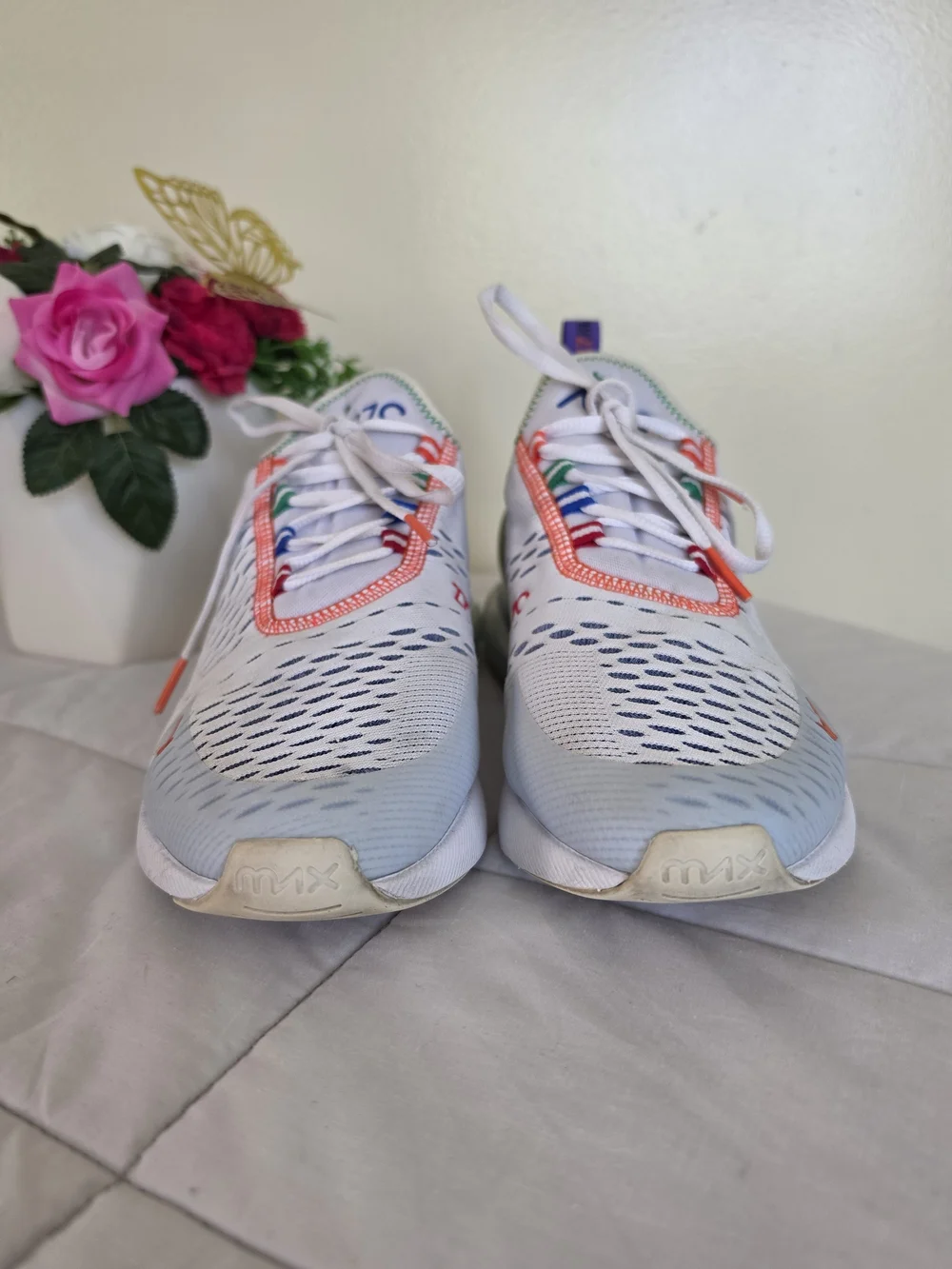 Nike Air Max 270 White Multi-Color Big Kids Size 6.5Y